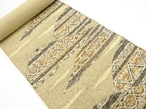 アンティーク　手織り紬　遠山に古典柄織り出し　名古屋帯地反物